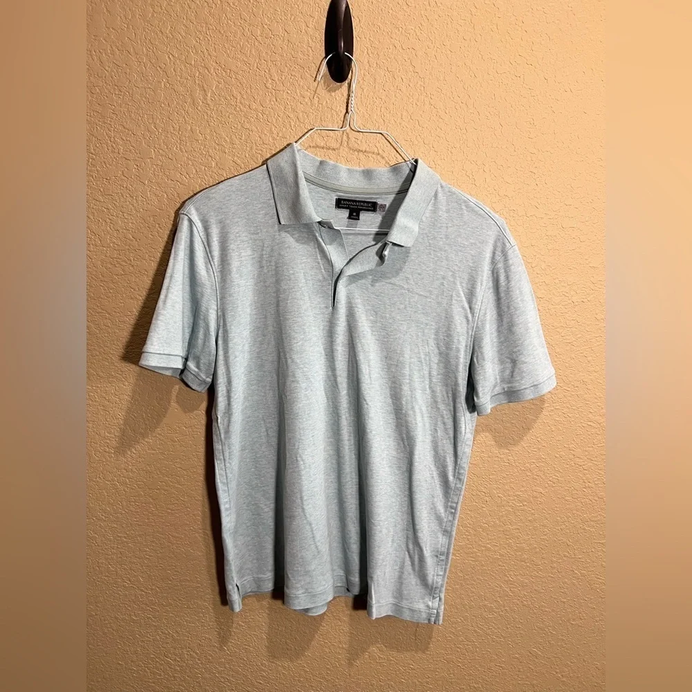 Banana Republic Light Blue Gray Polo Shirt